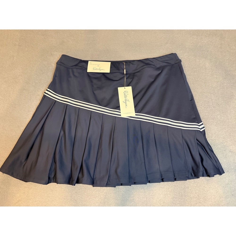 NWT Walter Hagen Women's Pleat Bottom Golf Skort - Navy/White, Size XL